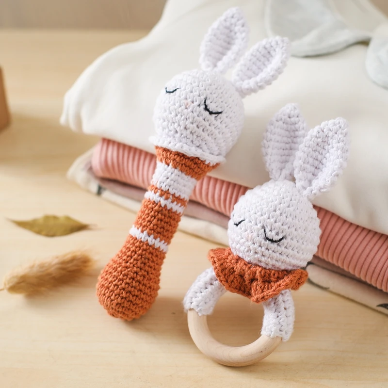 Hochets en bois pour bébés, 1 pièce, crochet lapin, anneau en bois, TeWindsor rongeur bébé, hochets mobiles de gymnastique, jouets pour nouveau-né