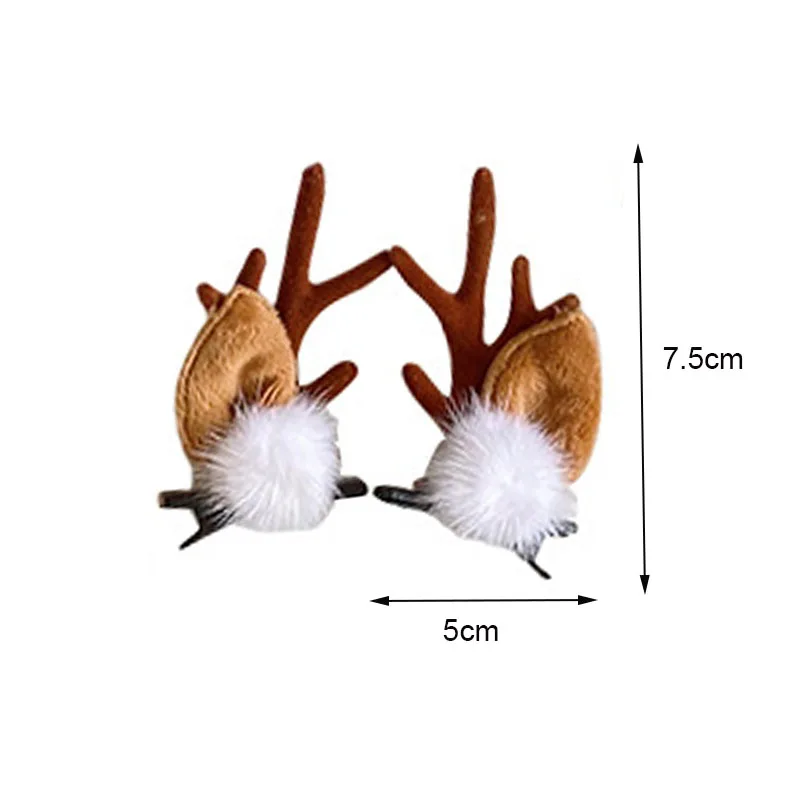 2pcs/set Christmas Hair Clips For Girls Cute Deer Ear Hairpins Hairgrips Kids Christmas Antler Hairpin Barrette Hair Accessories