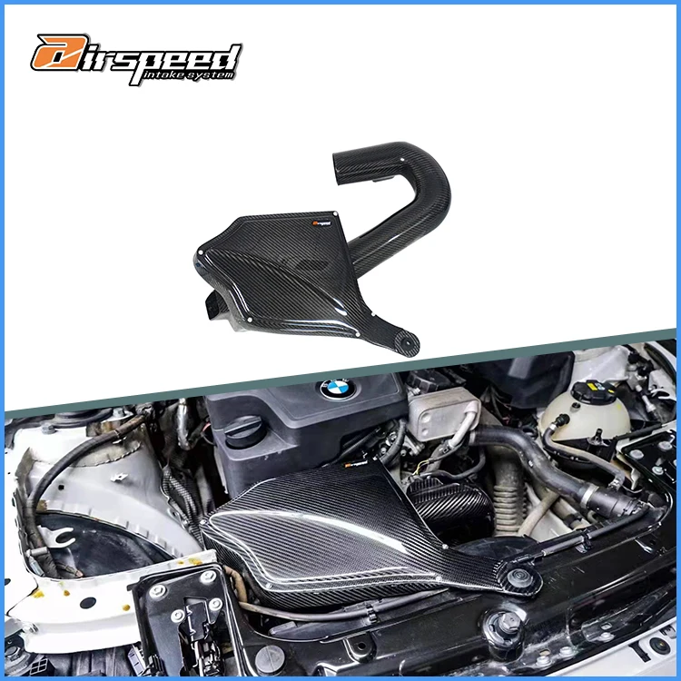 Full-dry Carbon Fiber 3K Twill Glossy Performance Cold Air Intake System Kit For bmws 3 Series 4 Series F30 N20 2.0T 2012-2016