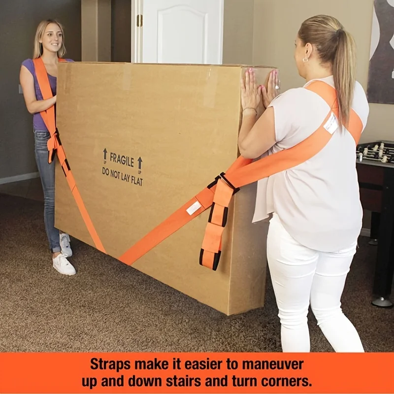 1Set Heavy-Duty Moving Straps - Safely Lift Up To 666 Lbs - Furniture, Appliances, Mattresses Transport Helper for Home & Office