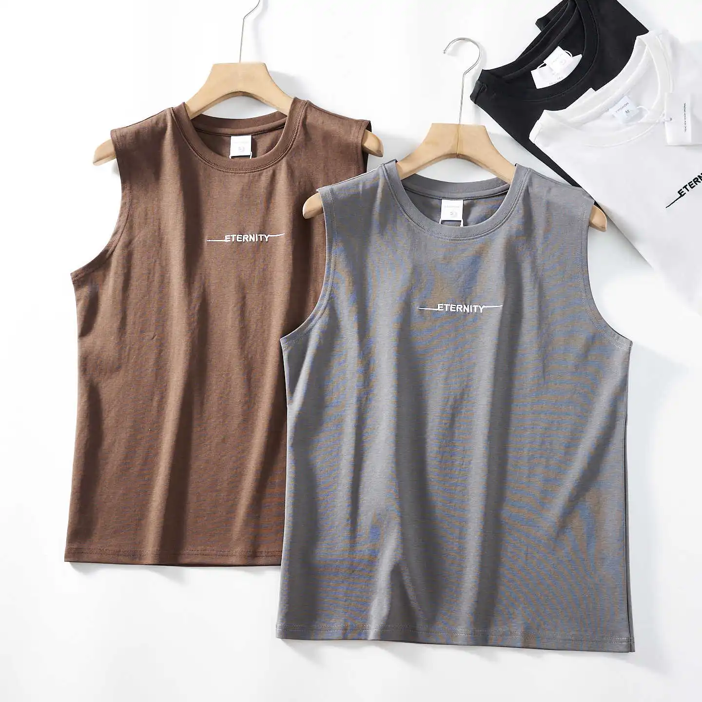 

2026 Summer New American Retro Sleeveless O-neck Letter Embroidery T-shirt Men's Fashion Simple Washed Casual Sports Vest Tops