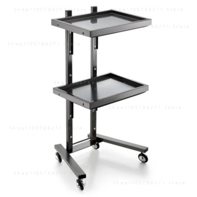 Foldable Stainless Steel Beauty Salon Cart 2-Tier Barber Shop Trolley Workbench and Storage Tool Cart