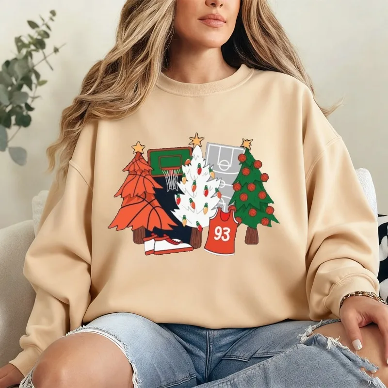 面白い女性用冬用スウェットシャツ バスケットボール愛好家向け クリスマスギフト シーズン限定 クリスマス パーカー 冬用カジュアルファッション トレンドのサーマルパーカー