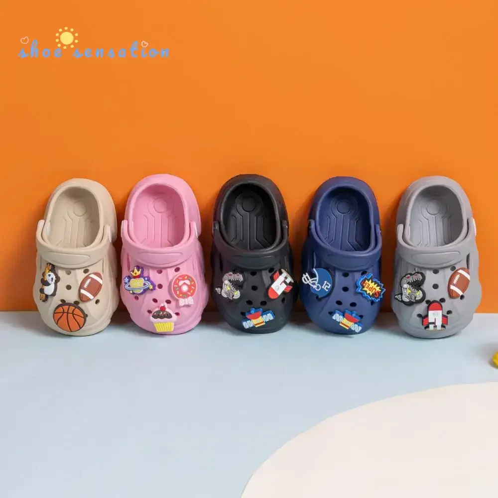 New Solid Color Summer Breathable Garden Shoes Baby Sandals Cute Decoration Boys Girls Lightweight Anti-slip Casual Shoes