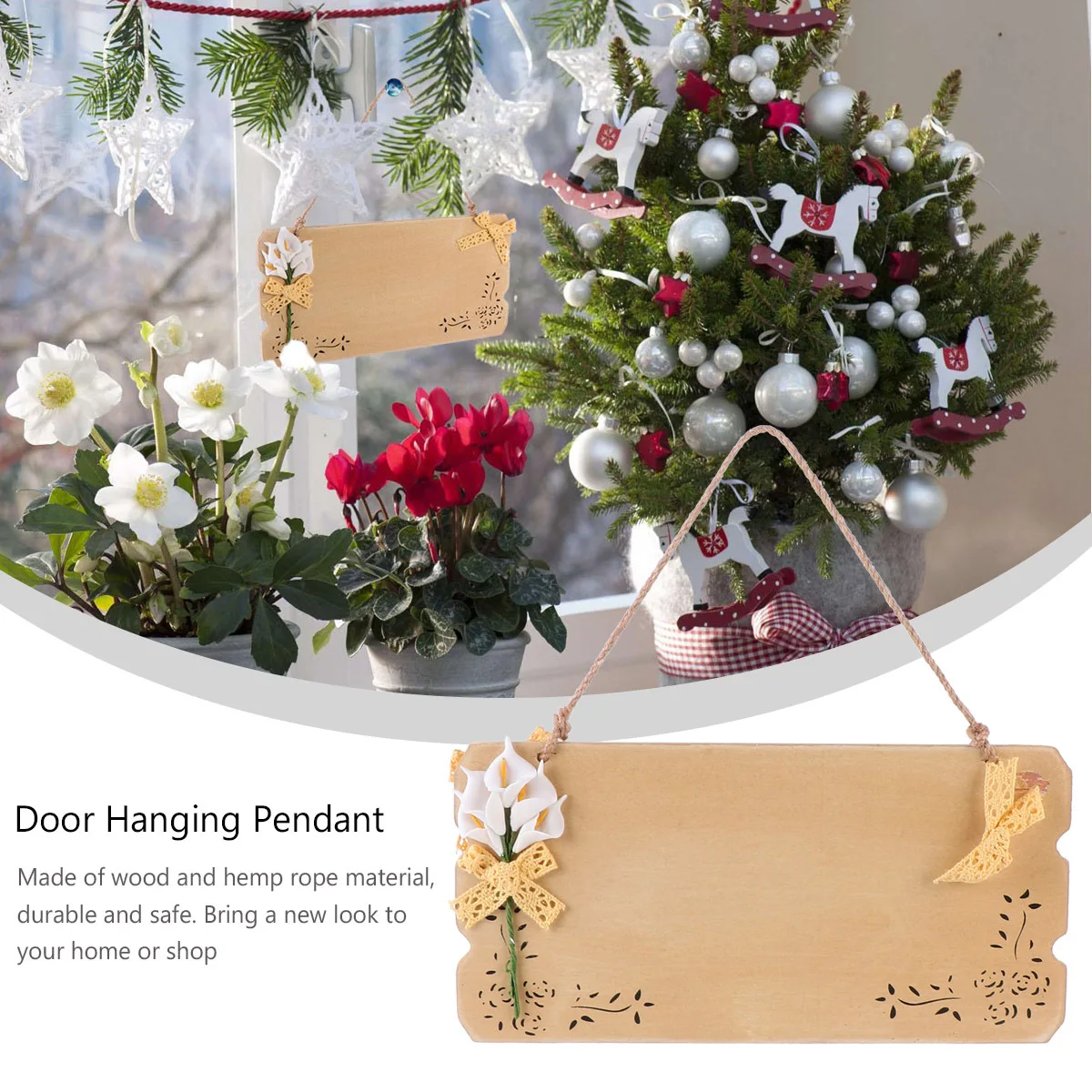 

Blank Wood Plaque Rustic Hanging Tag Unfinished Wood Sign Door Pendant for Home Shop Blank Doorplate Hanging Tag