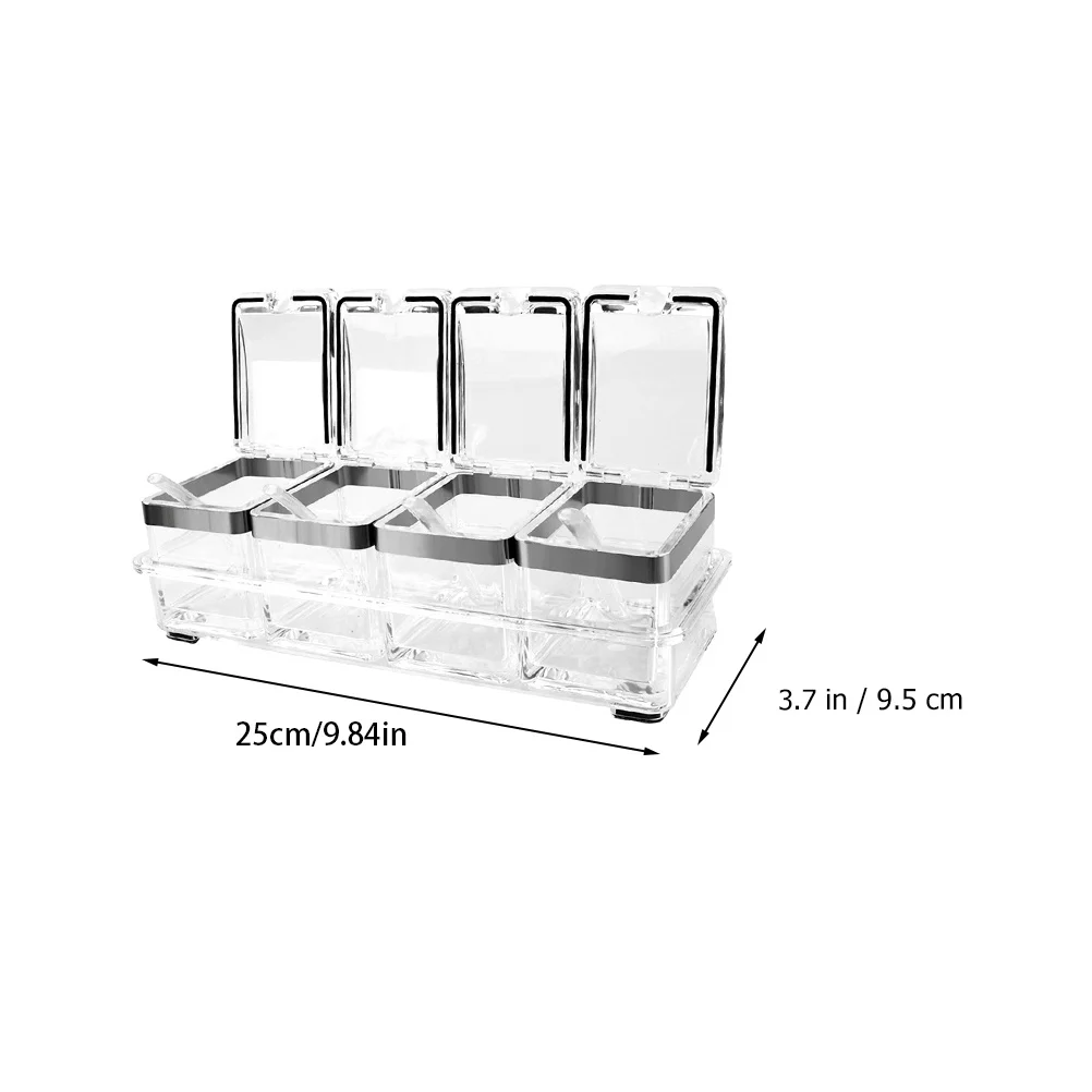 1 Set Clear Acrylic Seasoning Box Storage Containers For Salt Sugar Pepper Spice Jars Condiment Organizer With Lid Dust-Proof