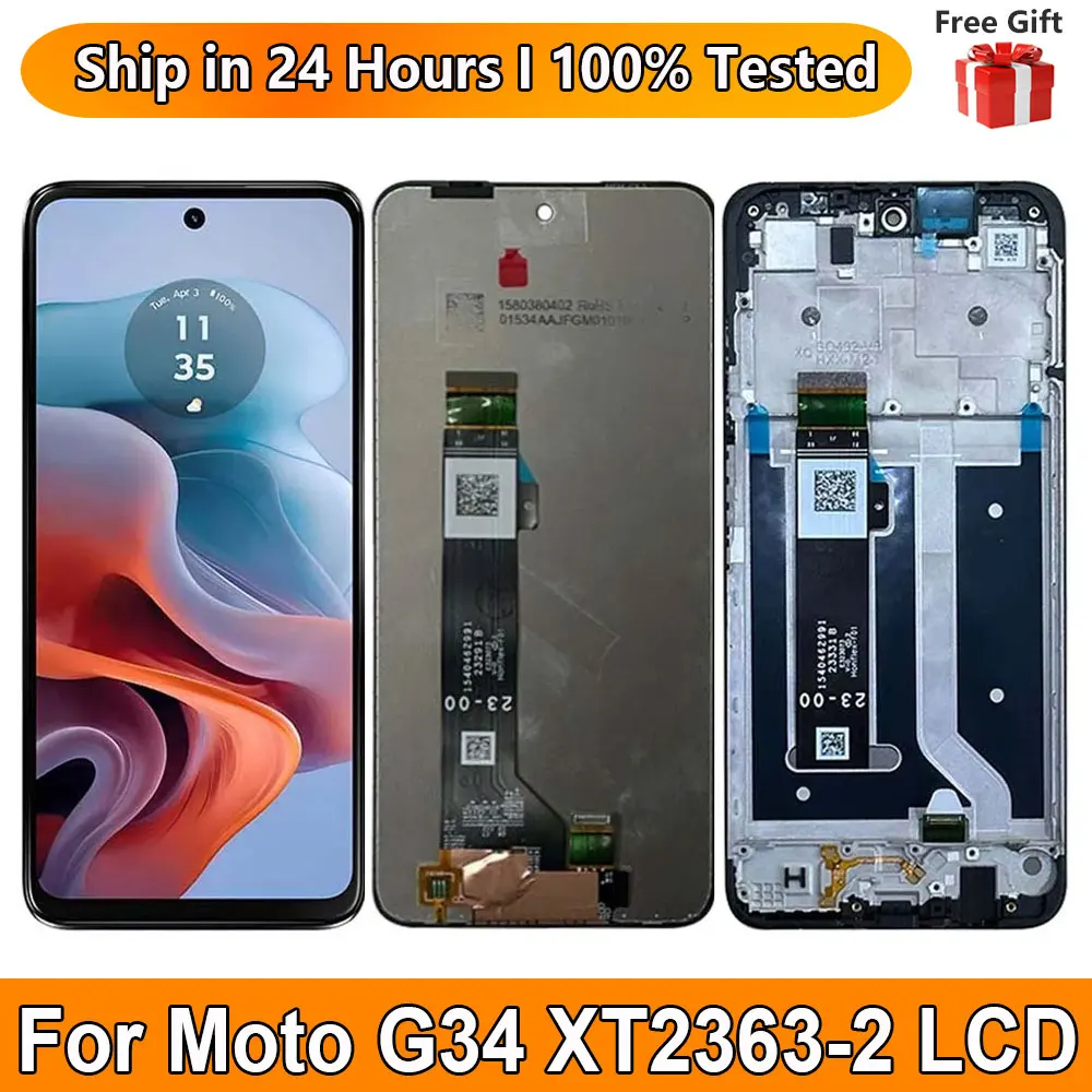 

6.5“ For Motorola Moto G34 LCD Display Touch Panel With Frame Digitizer Assembly Screen Replacement For Moto G34 LCD With Frame