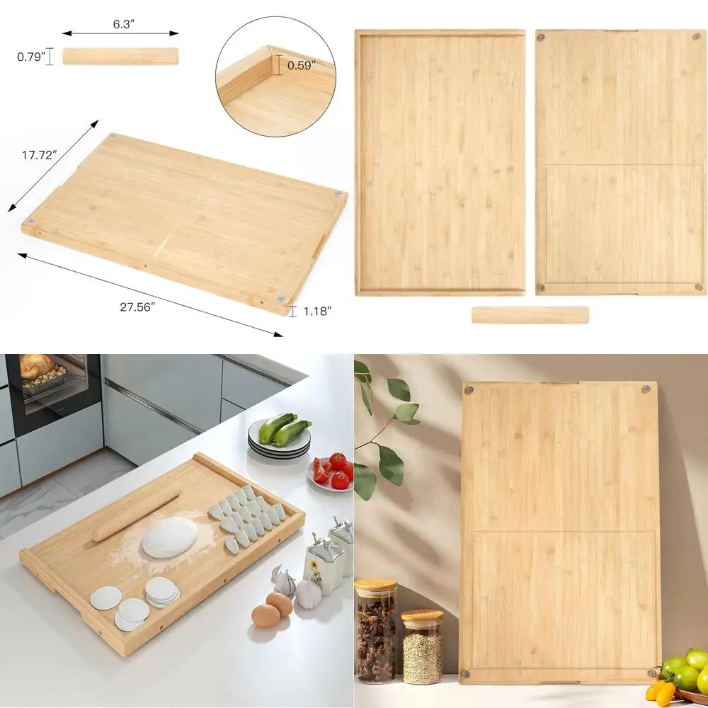 

Двусторонняя бамбуковая разделочная доска, 28 x 18, с желобком для сока, большая деревянная доска для нарезки фруктов, мяса и замеса теста