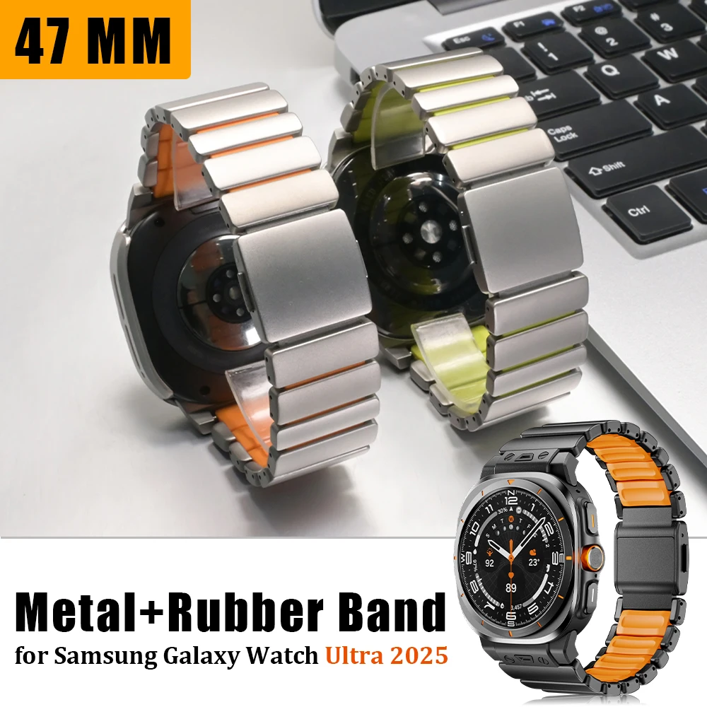 

Luxury Metal Band for Samsung Galaxy Watch Ultra 2025 47mm Stainless Steel Rubber Strap Bracelet for GALAXY Ultra 47MM Bracelet
