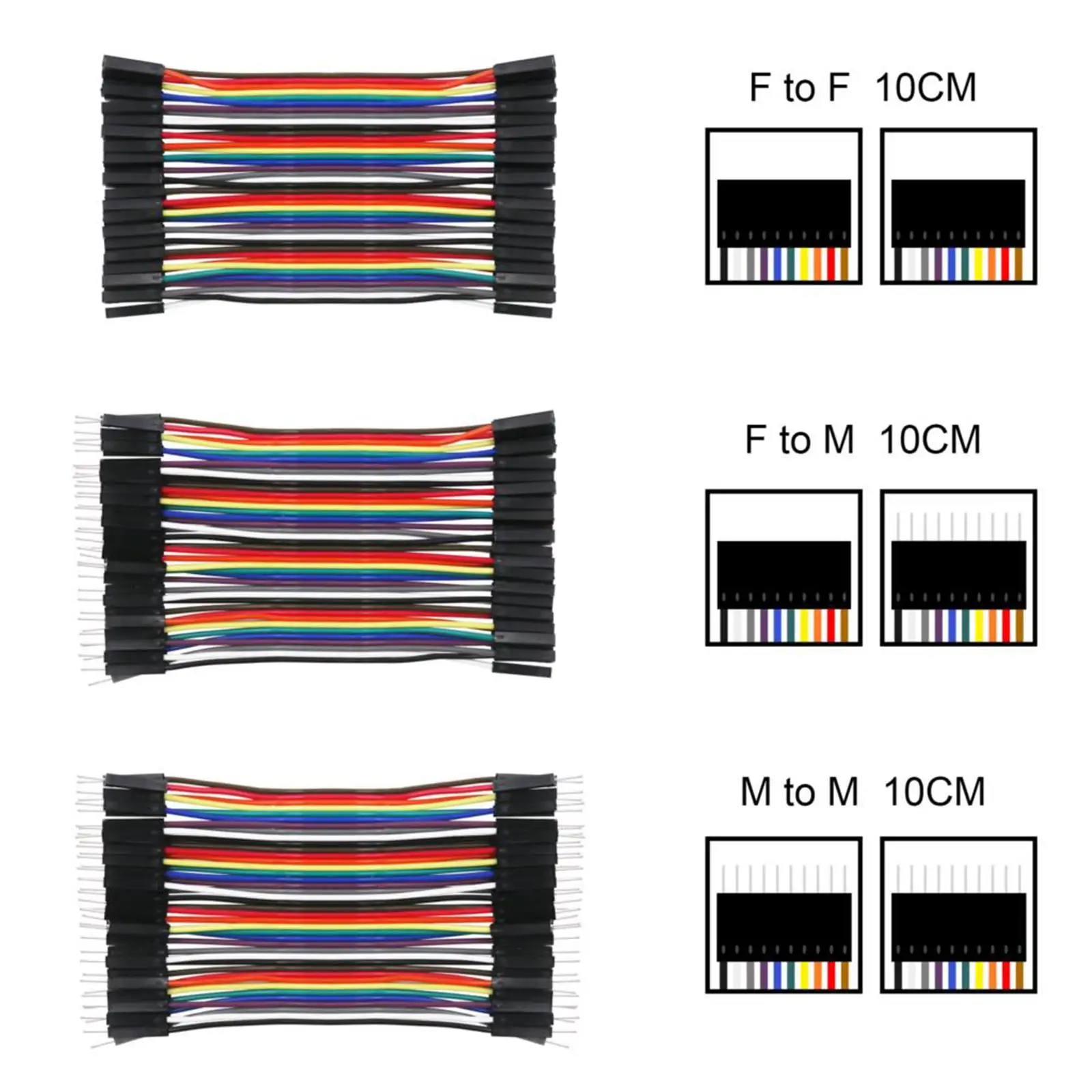 Reusable Dupont Jumper Wires 10cm 20cm 30cm 40pin Breadboard Cable Kit for PCB Engineering Test Board