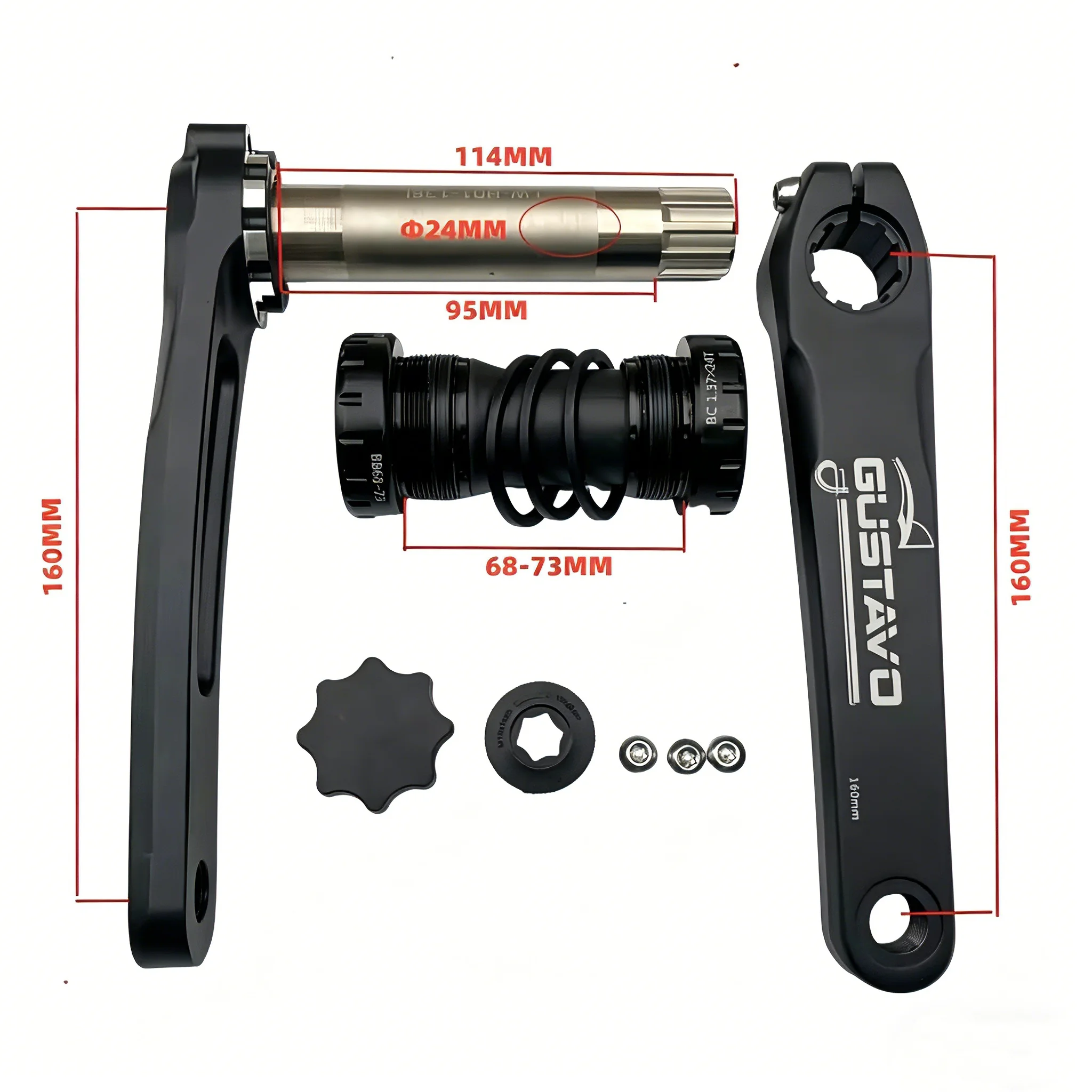 GUSTAVO 135 140 152 160 MM kinder Fahrrad Kurbel Für Direkt Montieren Kurbel Fahrrad Kurbelgarnitur Radfahren Teile – Detail 3