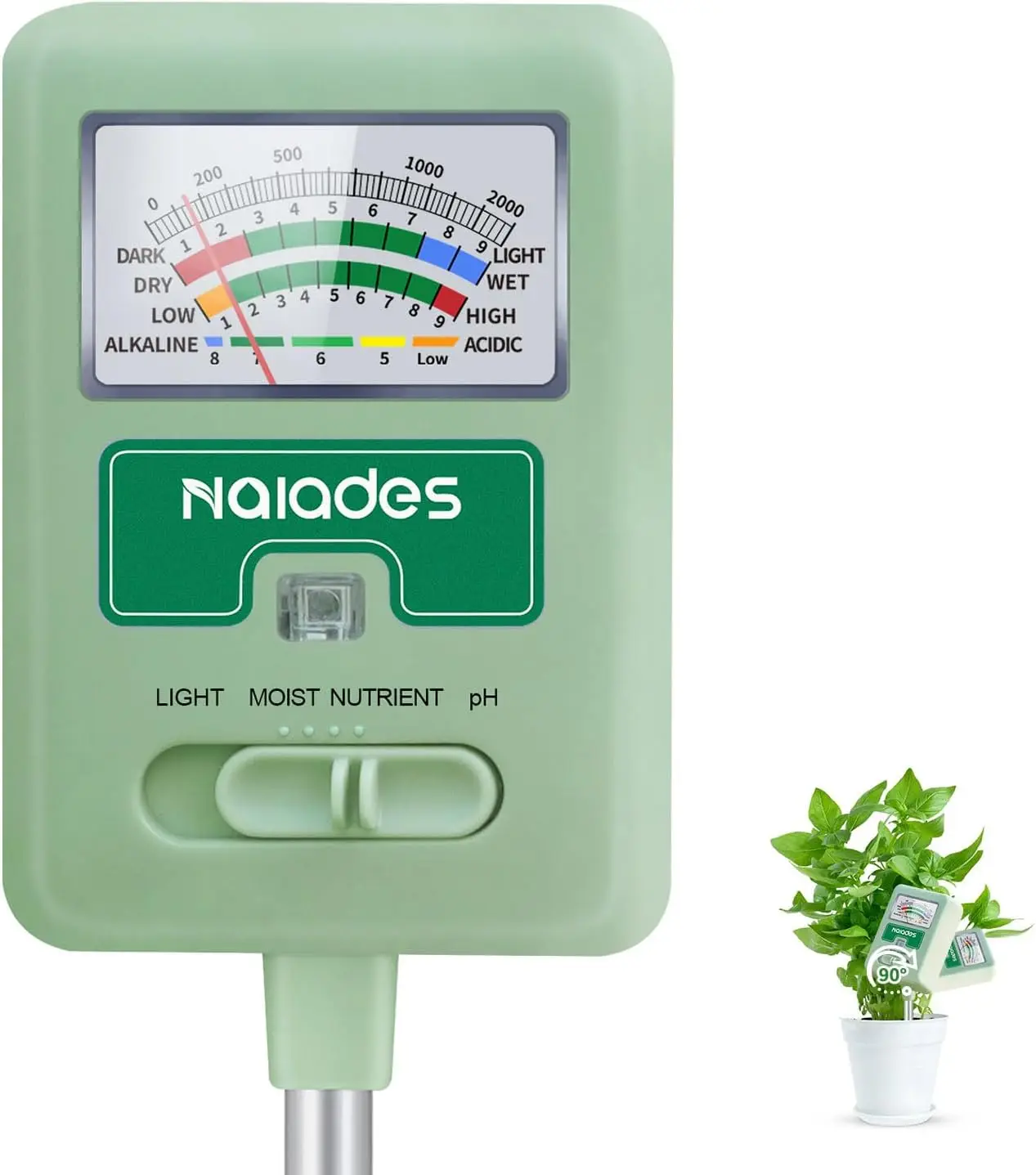 

Soil Moisture Meter for Plants, 4-in-1 Moisture Meter for Plants, Tester for Moist, Light,Nutrients, pH, Soil Test Kit Water Met