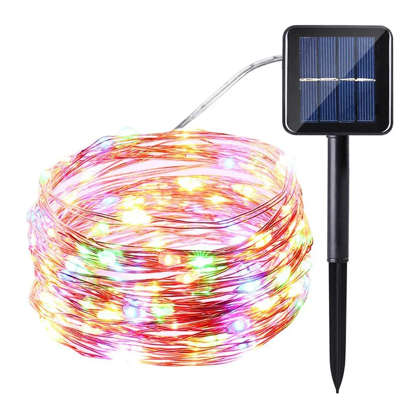 

20 Meter 200 pcs LED strings Solar panel outdoor indoor copper wire waterproof colorful light scenery yard decor Party holiday