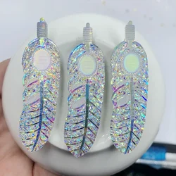 Wholesale 96pcs 18*62mm Leaf &Feather AB Resin Rhinestone Flatback Gems Cabochon Appliques/Wedding Decoration Craft -264E50*12