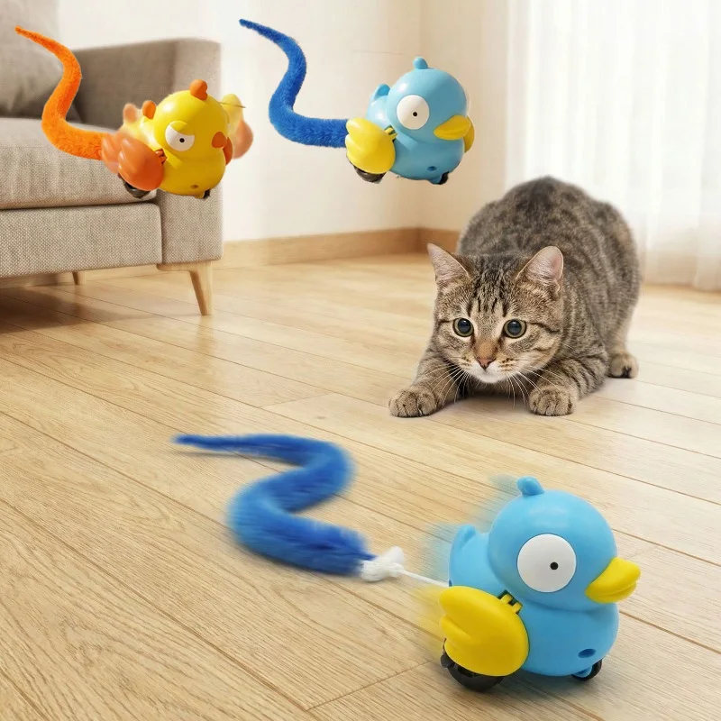 Juguete Automático para Gatos, Juguete de Oruga para Gatos, Juguete de Peluche con Cola de Pájaro para Diversión en Interiores, Juguete Interactivo para Gatitos, Suministros para el Entrenamiento de Gatos