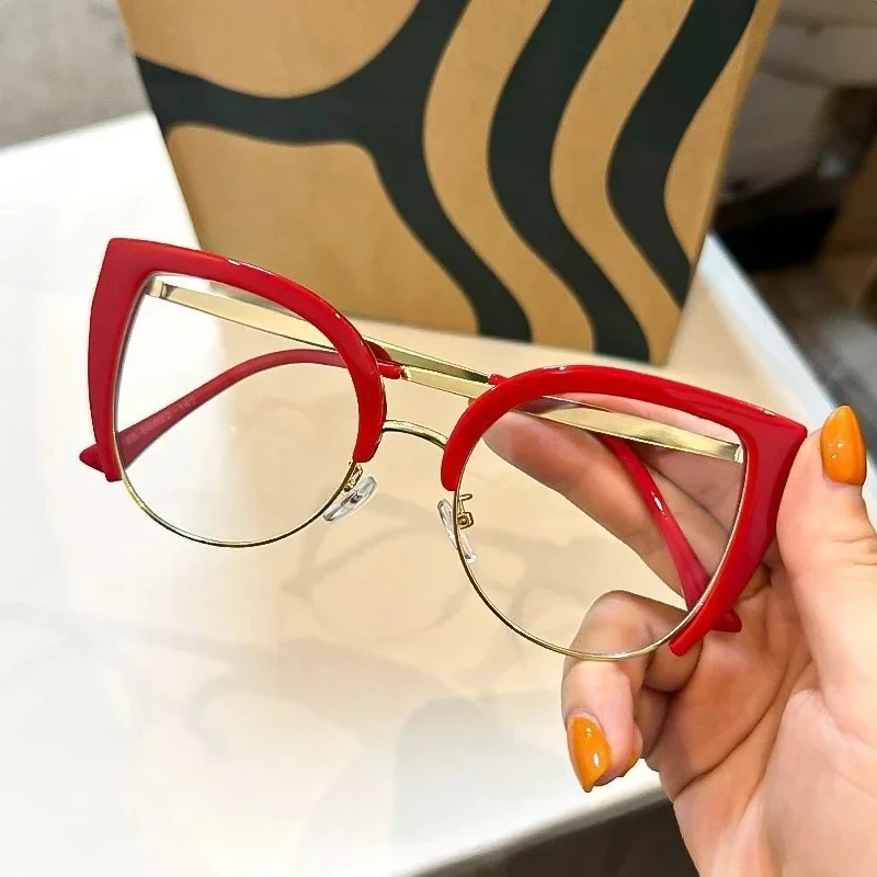 موضة إطار كبير طول النظر الشيخوخي نظارات جديدة ريترو القط العين طول النظر الشيخوخي نظارات HD مكافحة الضوء الأزرق حماية العين نظارات للقراءة #2