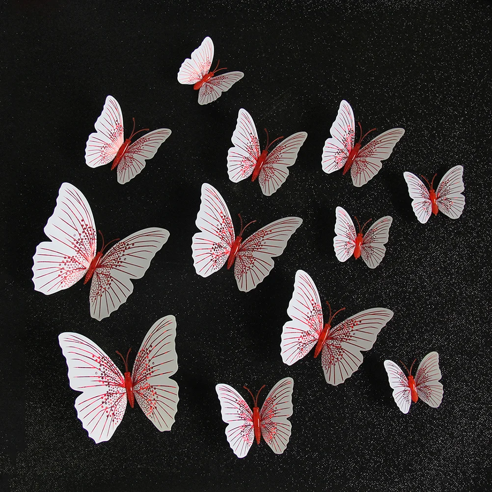 

12Pcs 3D Magnetic Refrigerator Stickers PVC Butterfly Fridge Magnets Home Office Decoration Reminder Fridge Magnets 3D