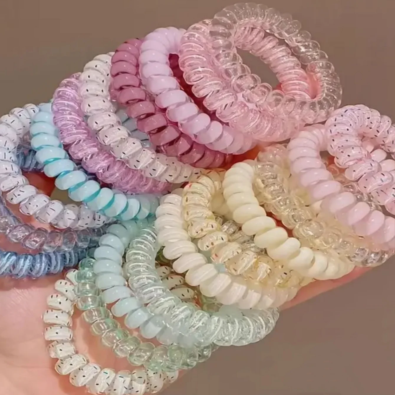 20 attaches spirales pour cheveux, élastiques multicolores en forme de ligne téléphonique, serre-queue de cheval à forte tenue, accessoires de coiffure imperméables