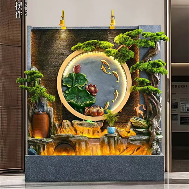 Rockery feng shui fish tank flowing water ornament floor screen water feature courtyard hotel lucky