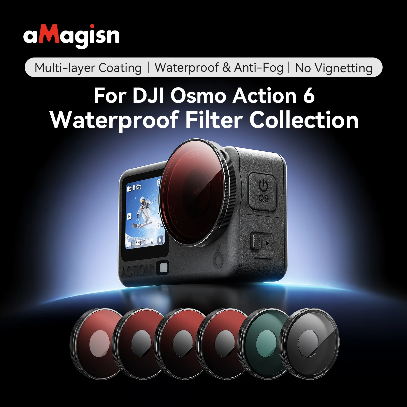 aMagisn CPL ND UV Filter Waterproof Anti-fog No Vignetting Lens Filter Screw-on Install for DJI Osmo Action 6 Camera Accessories