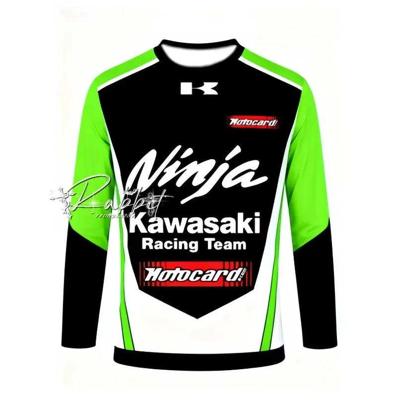

2026 Kawasaki Motorcycle Racing Outdoor Bicycle Speed Drying Fashion Men's Long Sleeve Sunscreen Motorcycle Enthusiasts