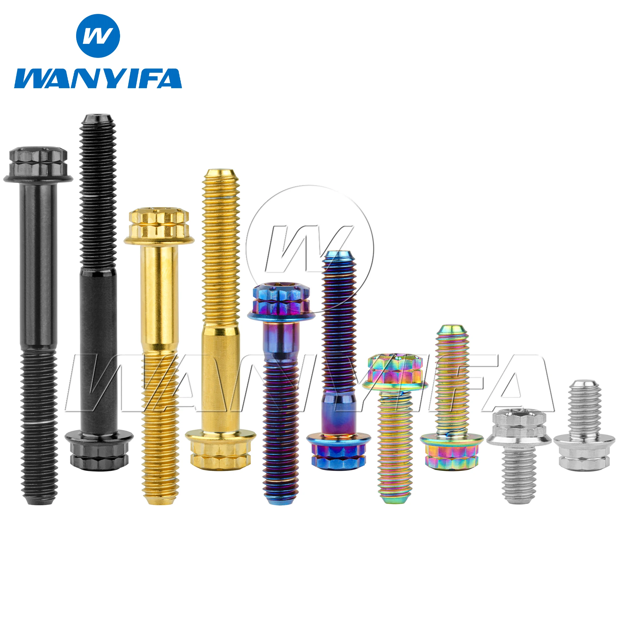 Wanyifa Titanium Bolt M6x10 15 20 25 30 35 40 45 50mm Flange 12-Point Torx Head with 'W' Logo Screw for Motorcycle Car Fasteners
