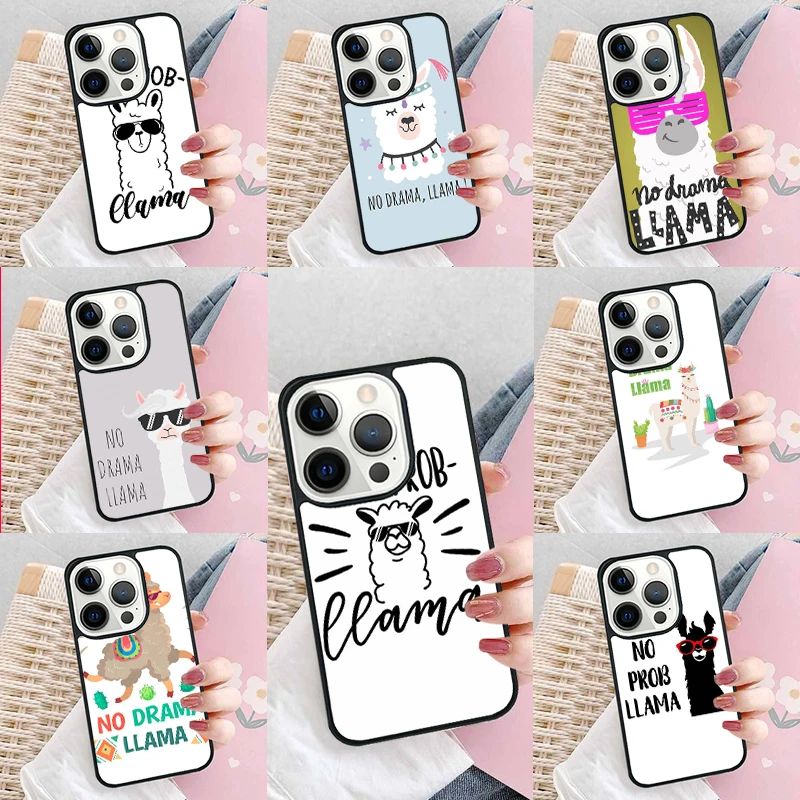 No Drama Prob Llama Lama Phone Case Cover for iPhone 16 Promax 15 Pro 13 14 Plus 11 12 Mini XR XS MAX Coque