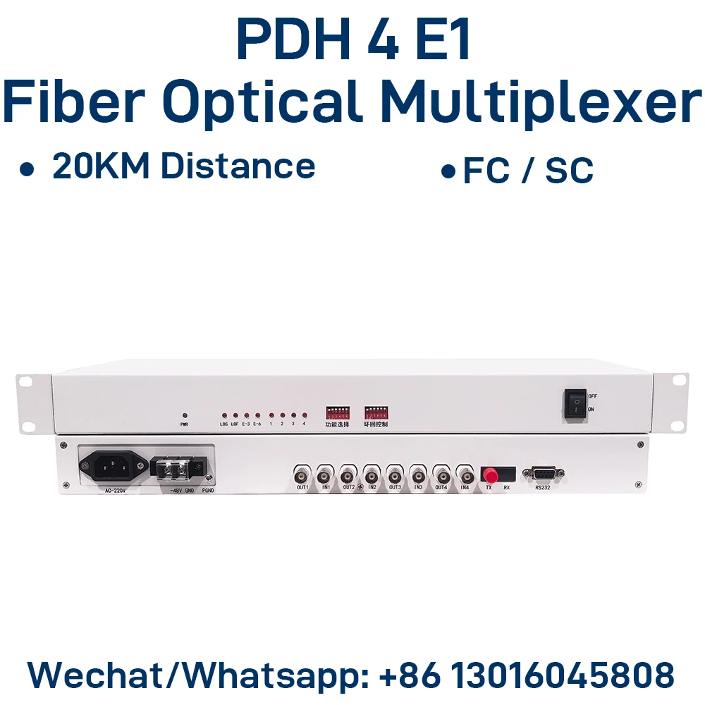 4E1 Fiber Optical Multiplexer PDH Optical Terminal 4 x E1 Over Fiber RS232 Loopback Control