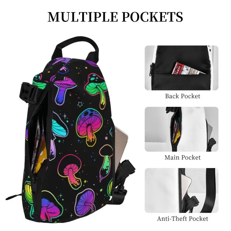 Mushroom flower Chest Bag Crossbody Backpack Men Waterproof Shoulder Bags Women's Casual Messenger Bag Unisex Small Bag