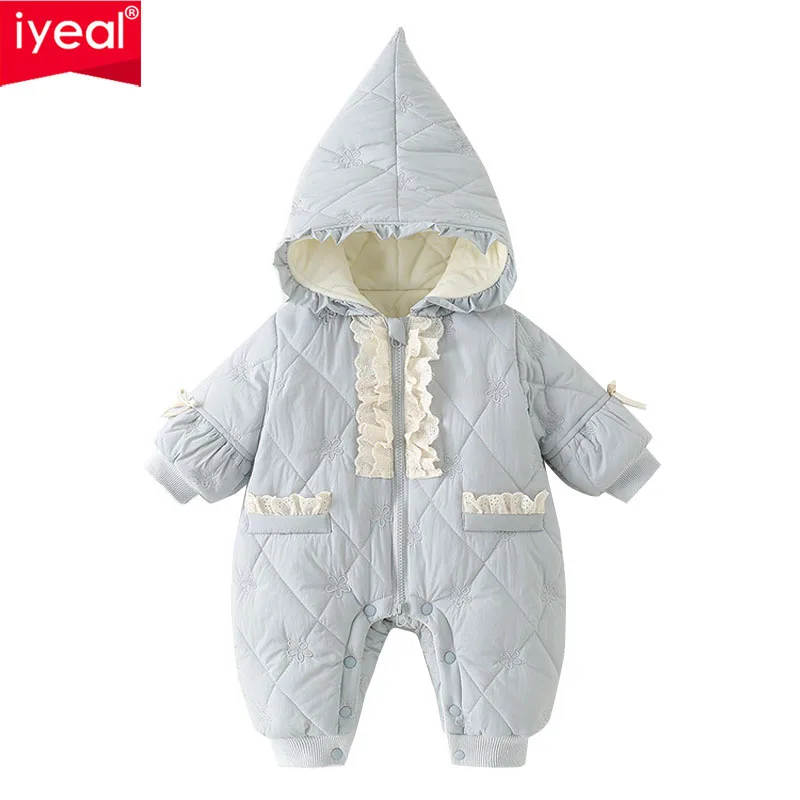 

IYEAL Princess Baby Girl Cute Jumpsuit With Fleece And Cotton For Winter Outings Winter Newborns Girl Thick Warm Jumpsuit