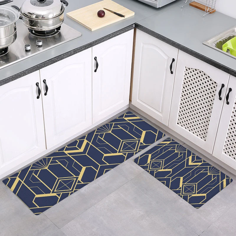 

Modern Geometry Kitchen Mat Simple Line Lattice Velvet Rug For The Living Room Bedroom Decor Carpet Home Kitchen Bath Tapis