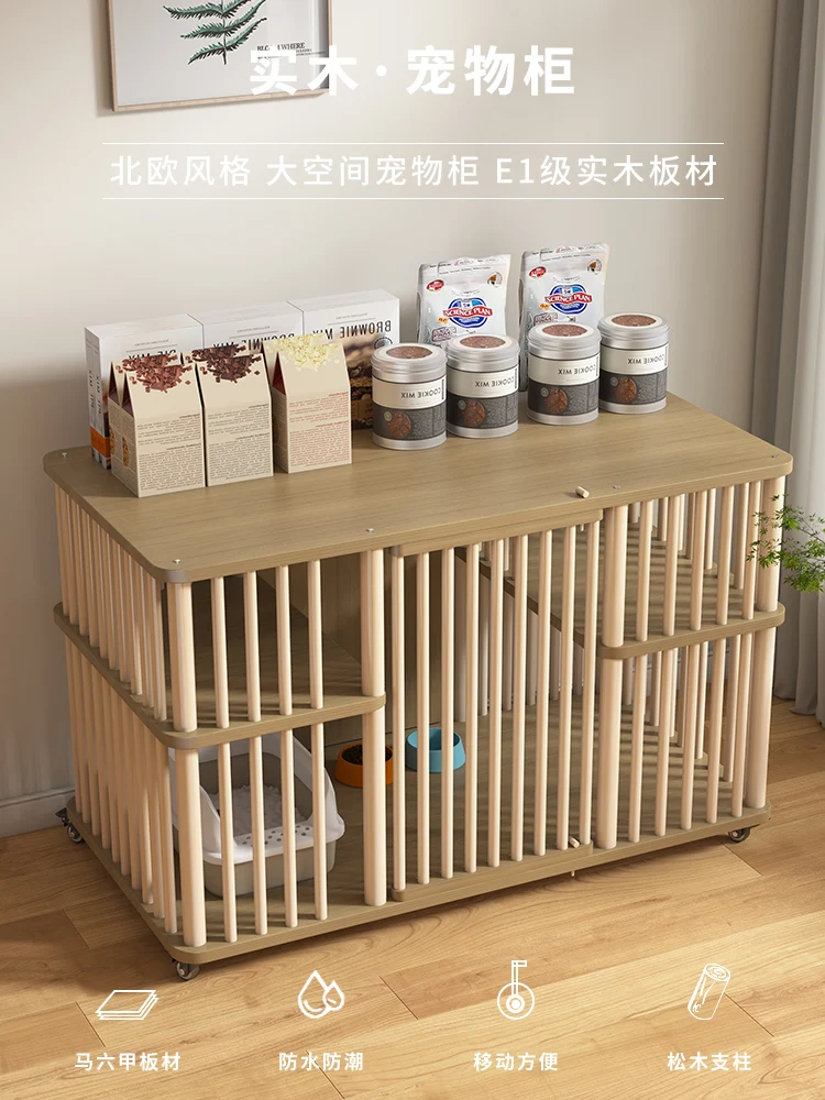 

Cat Villa Cage & Extra Large Free Space House/solid Wood House Cabinet Home Indoor Nest