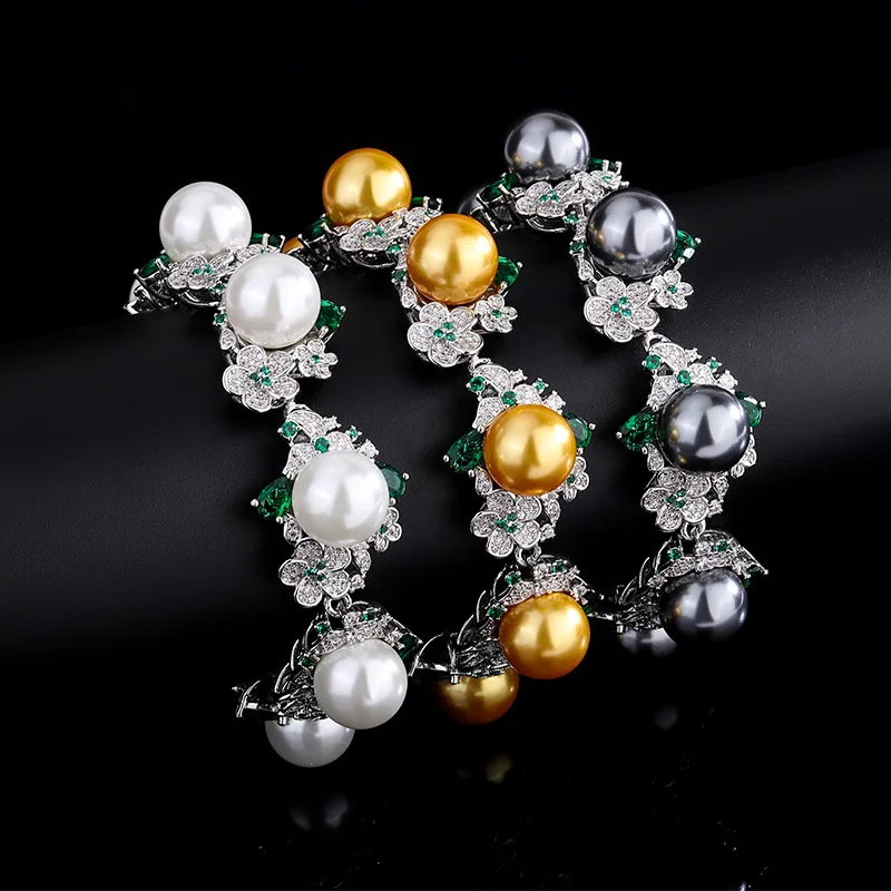 

Austrian Court Flower Pearl Bracelet Sea Gray Shell Pearls Freshwater Pearl Bracelet Tahidi Pearl Bracelet