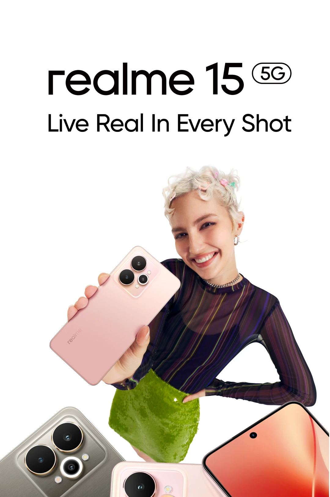 realme 15 5G Smartphone MediaTek Dimensity 7300+ 5G Chipset 6500mAh Titan Battery 45W Ultra Charge NFC