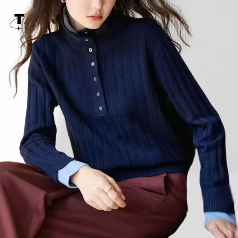 Wysokiej jakości sweter damski z dzianiny wełnianej, stylowy i wygodny krój, miękka mieszanka wełny zapewniająca ciepło i komfort AJ0930