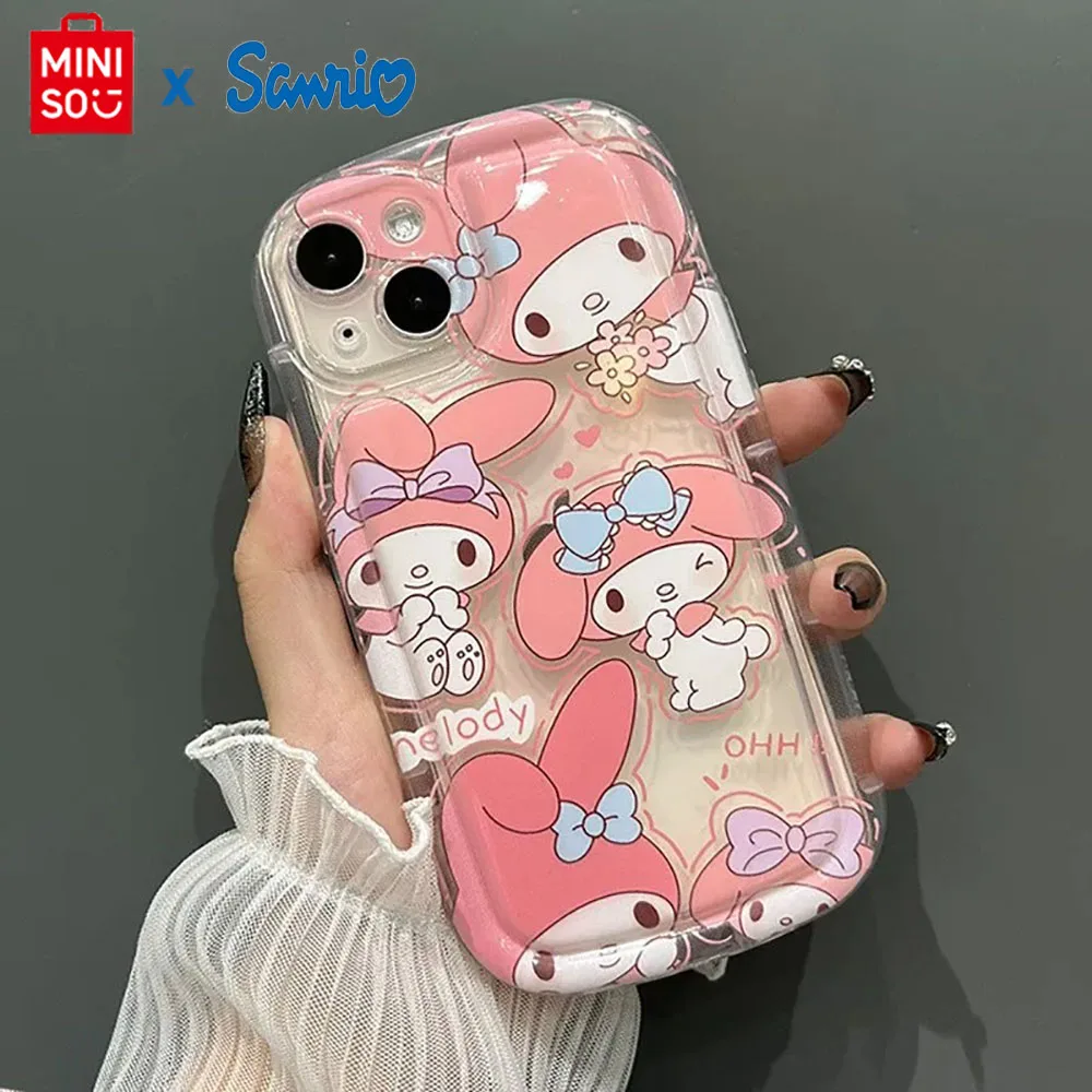 Miniso X Sanrio Hello Kitty My Melody Phone Case For iPhone 11 16 15  14 13 12  Pro Max Mini Plus Promax Soft Cases Cover