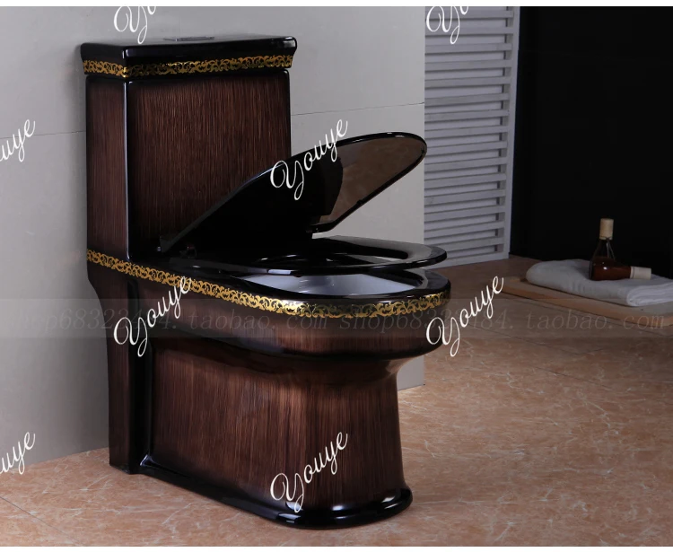 

Wood grain toilet toilet household flush toilet stone grain color personalized toilet super swirl water saving large diameter