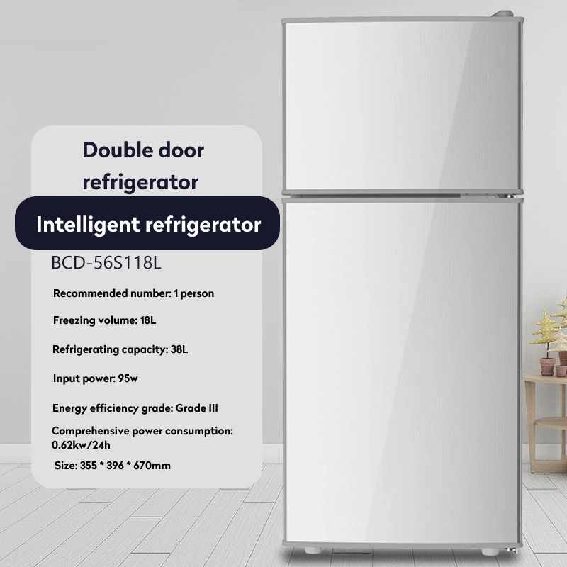 Small Double-door Refrigerator Energy Saving Household Dormitory Refrigerated Mini Wholesale Refrigerator