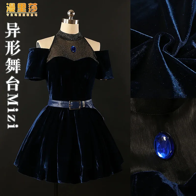 أزياء أنيمي ميزي التأثيرية شعر مستعار أداء ملابس النساء حفلة الهالوين كرنفال لعب الأدوار زي ميزي الوردي الأزرق التدرج الشعر