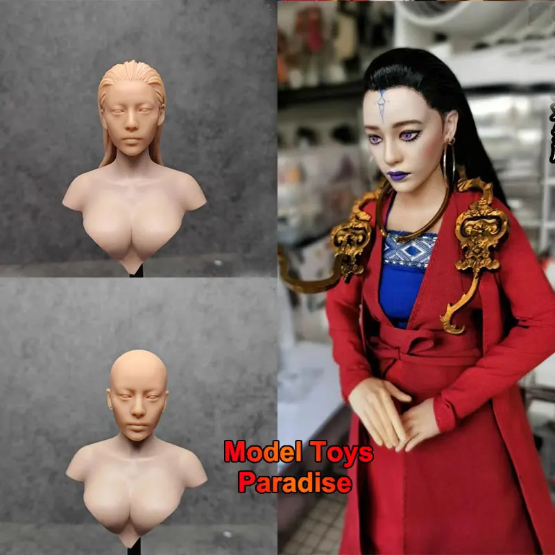 Unpainted White Model 1/6 1/12 Woman Soldier Kanglong Xingjun Head Sculpt Neck Accessories Fit 12'' 6'' Action Figure Body