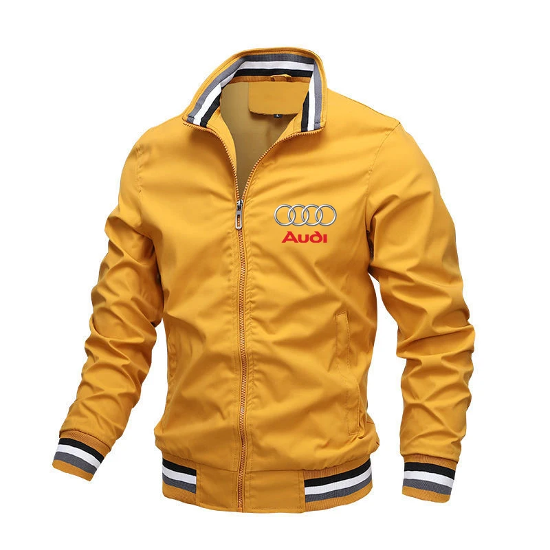 Audi-Chaqueta de motocicleta con estampado de logotipo de coche para hombre, cortavientos informal de gran tamaño, ropa deportiva de motorista,