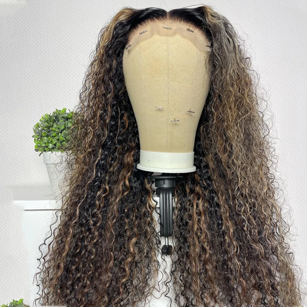 

Выделенный блондин, длинный, курчавый, вьющийся, плотность 180, 26 дюймов, бесклеевой парик спереди, для женщин, детские волосы, предварительно выщипанные, термостойкие