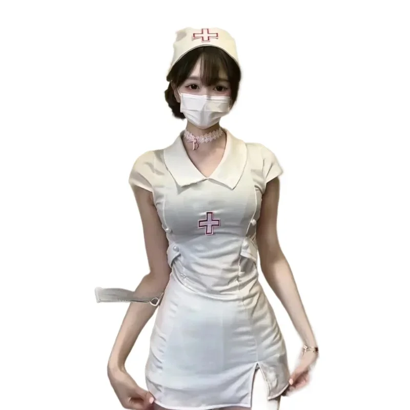 Dark Devil Halloween Cosplay Costume Sexy Devil Nurse Uniform Set Black White Women's Dresses For Halloween Role-playing Suits