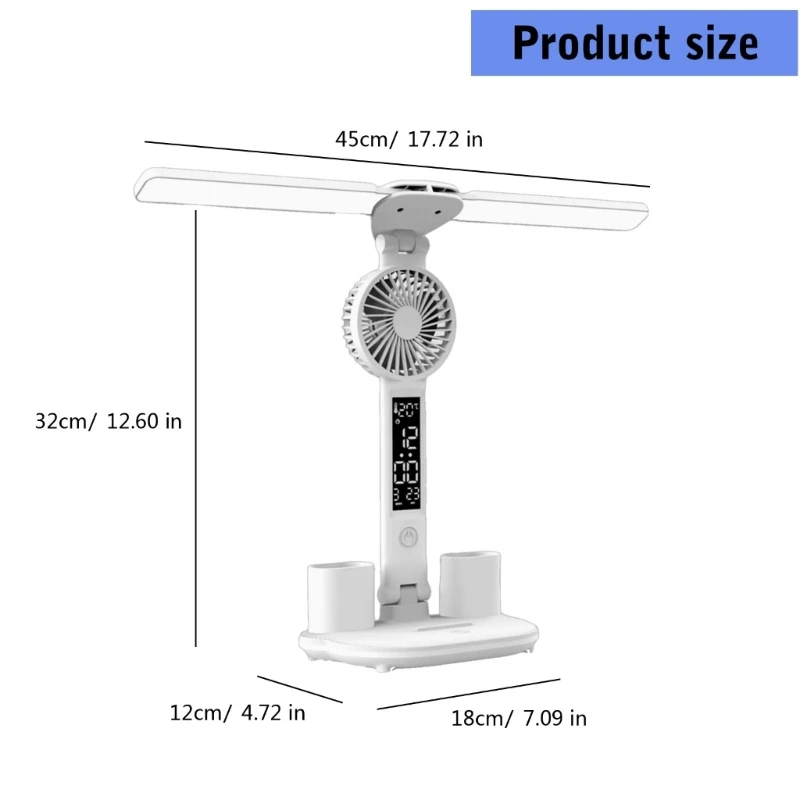Modern Desk Accessory with LED Light and Fan for Various Indoor Setting