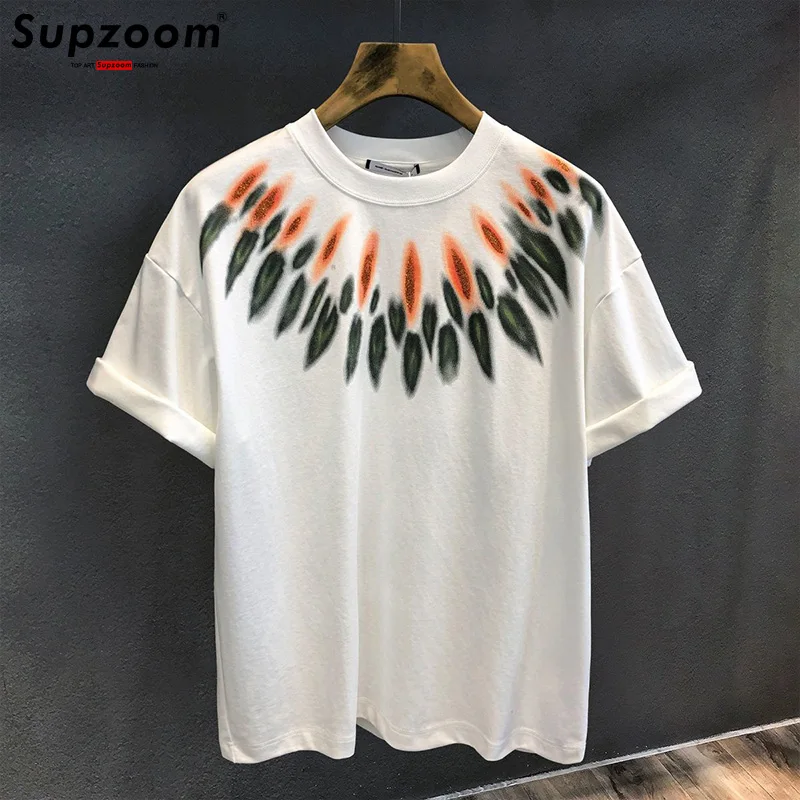 Supzoom New Arrival Summer Top Fashion Neutral Artistic Texture Splashed Ink O-neck Casual Heavy Cotton Ins Loose Men Tshirt
