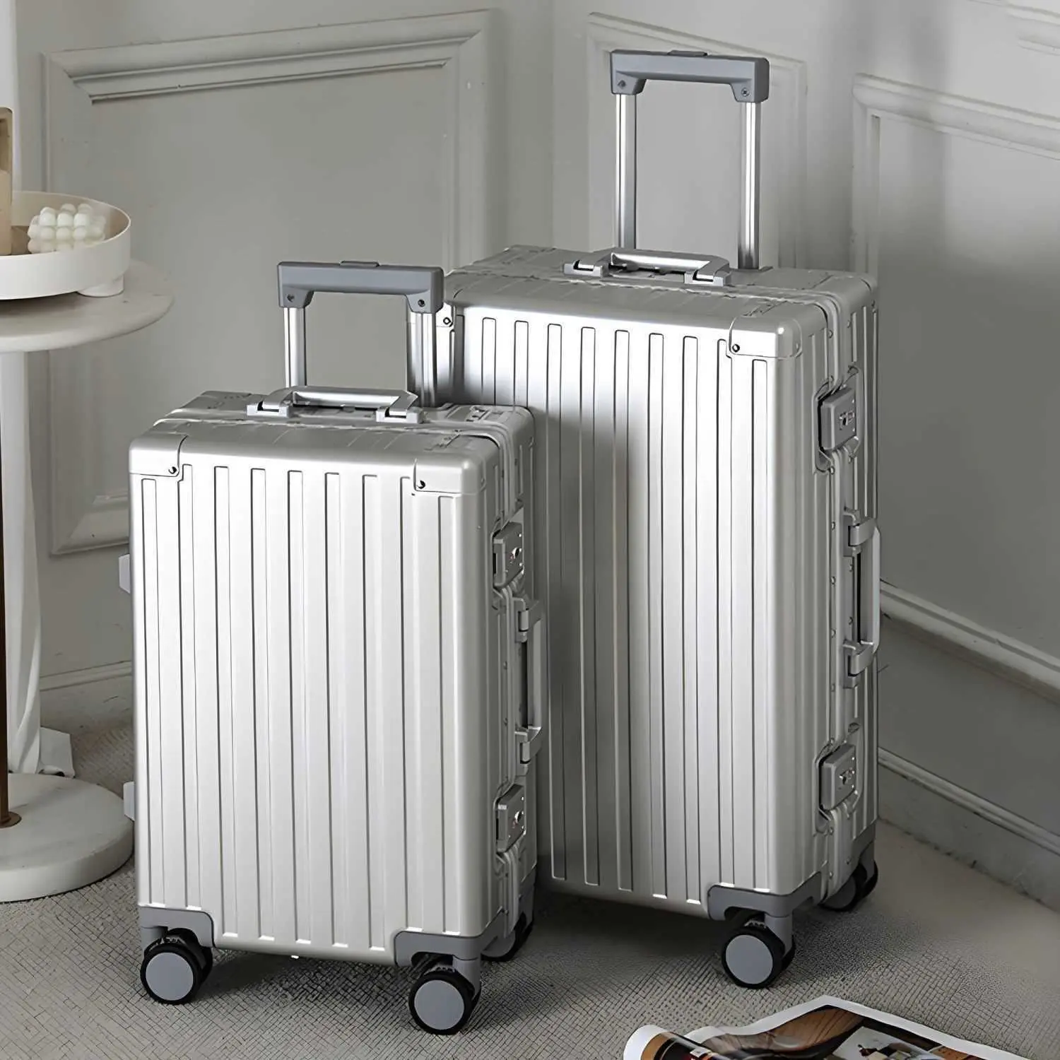 New 20inch Spinner Cabin Suitcase Full Aluminum Magnesium Alloy Telescopic Handle TSA Password Lock Unisex Travel Luggage