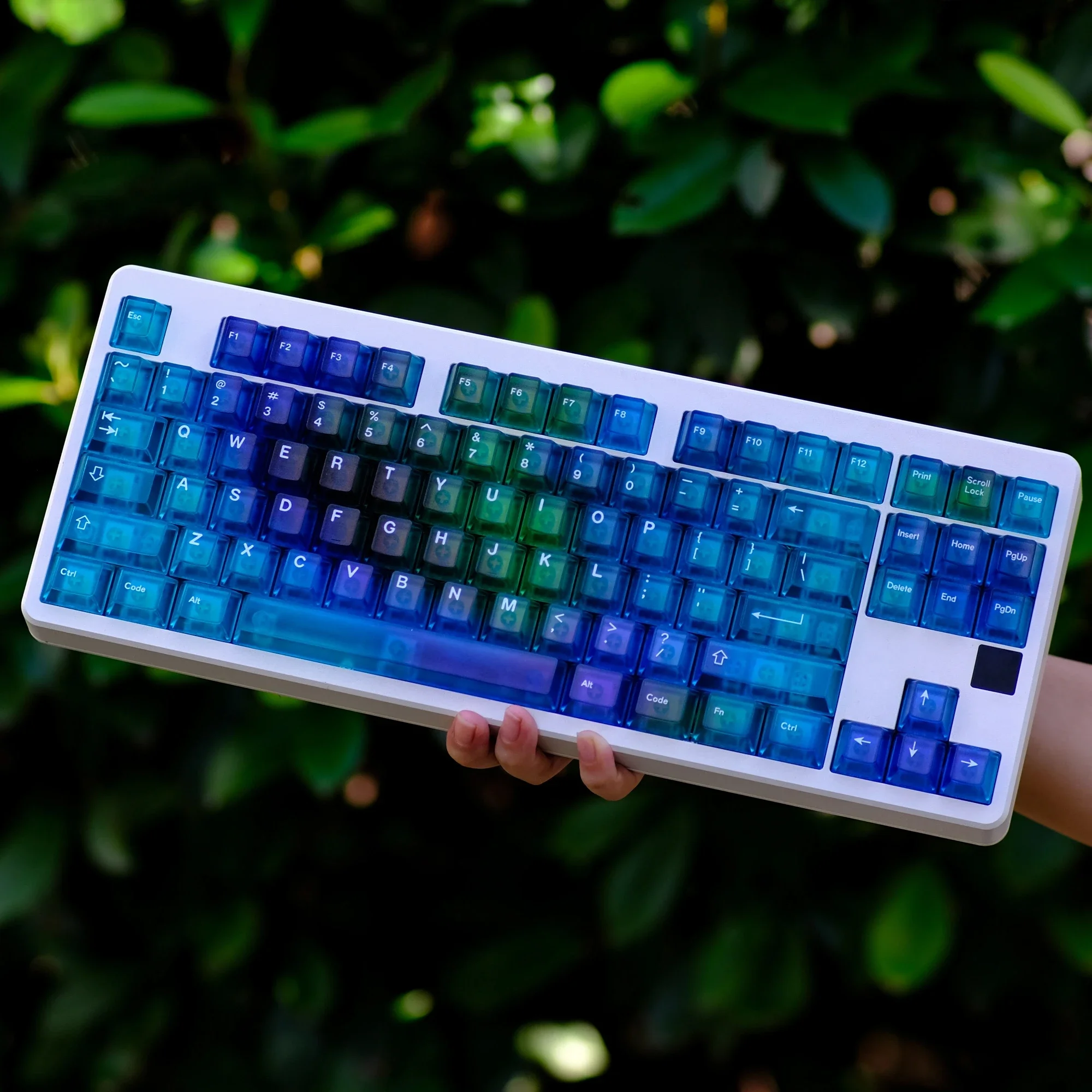 Aifei Fog Translucent Keycaps Gradient 122 Keys Pink Blue Green Color for Mechanical Keyboard Mad 60he 68he Wooting Game PC