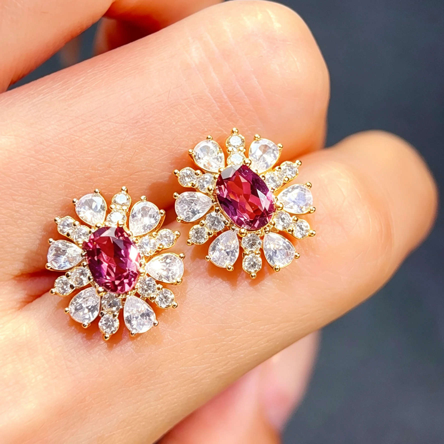 Sparkling Garnet Stud Earrings 5x7mm Natural Pyrope Garnet Earrings with Certificate 925 Silver Fine Jewelry Gift for Women