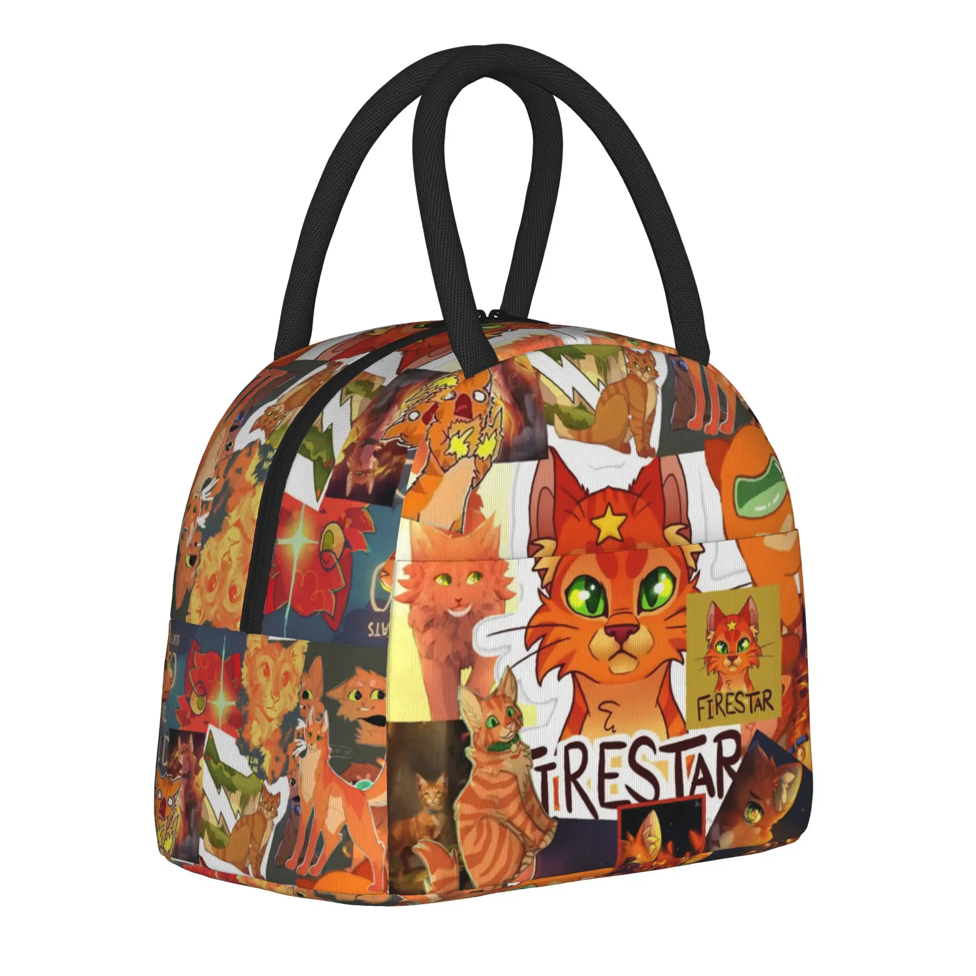 Warriors Fireheart Rusty Cats Tote - Bolsa térmica para el almuerzo, con diseño de dibujos animados, para llevar comida, a prueba de fugas, para oficina, espaciosa, tipo Bento