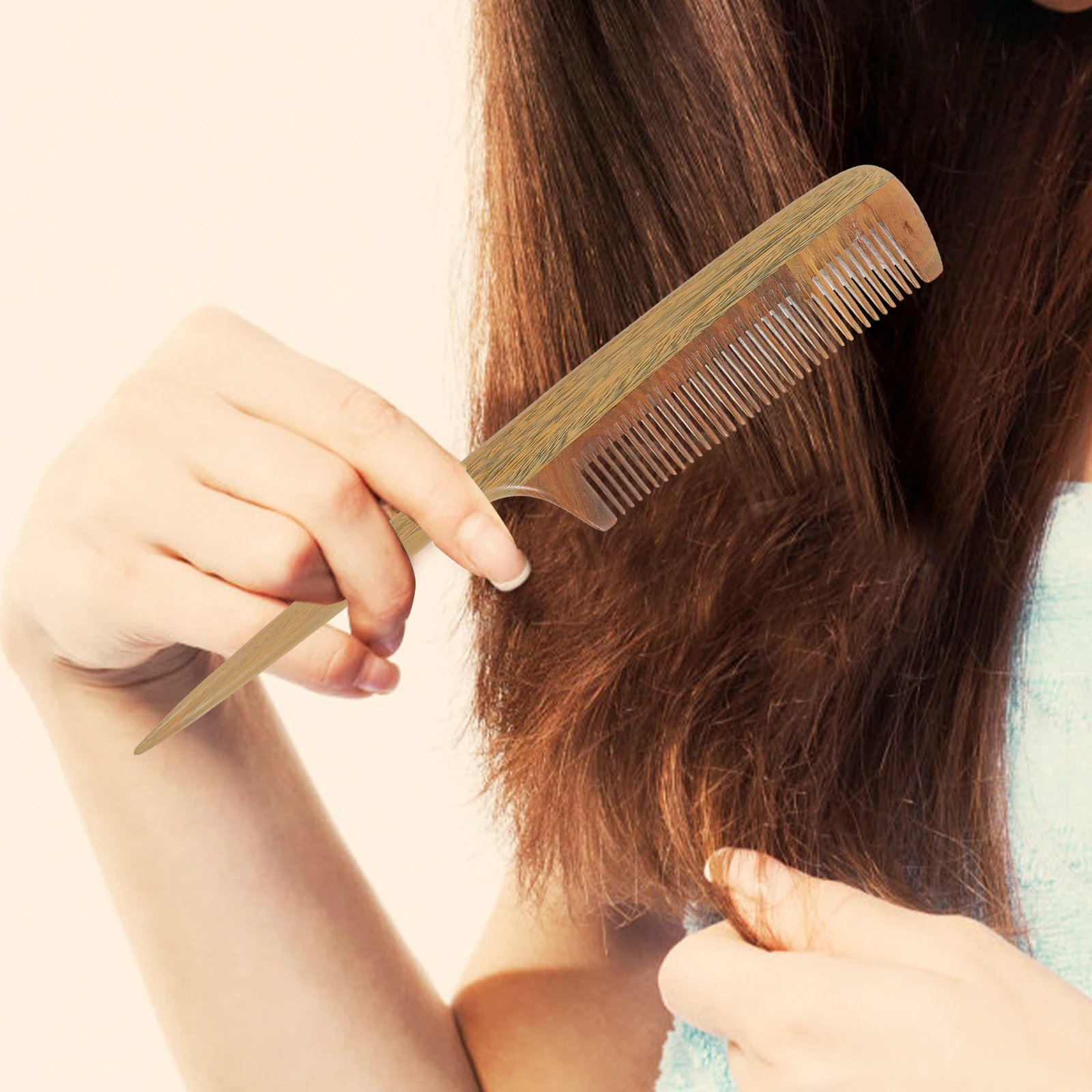 

S Durable Natural Massage Anti static Fine Tooth Pointed Tail Wooden Comb Women Men Daily Use Wooden Hair